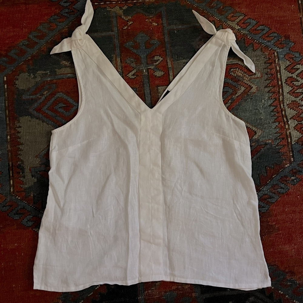 J Crew linen shoulder tie top
